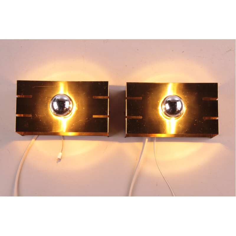 Pair of vintage Hollywood Regency wall lamps, 1960s