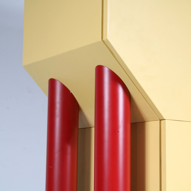 Vintage "Moment" yellow and red cabinet by Wim Wilson, Netherlands 1980