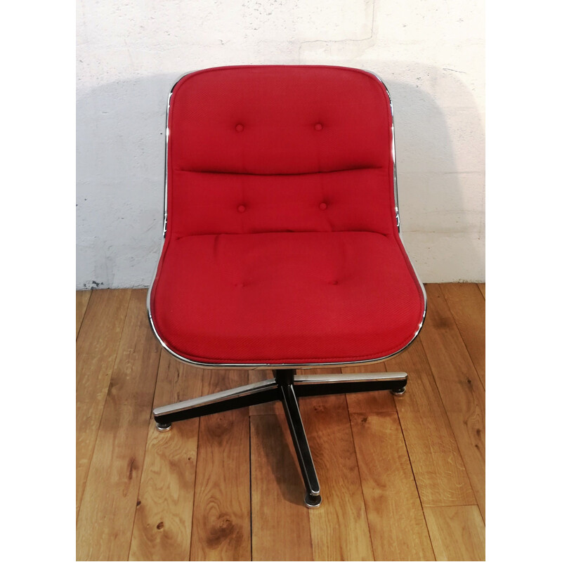 Cadeirão Vintage vermelho de Charles Pollock para Knoll, 1970