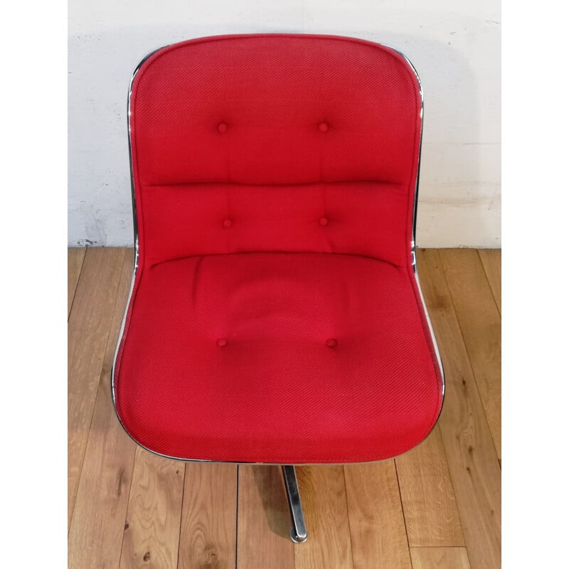 Vintage rode fauteuil van Charles Pollock voor Knoll, 1970