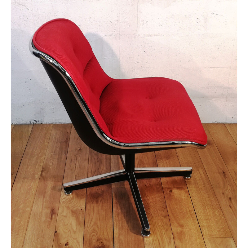 Vintage red armchair by Charles Pollock for Knoll, 1970