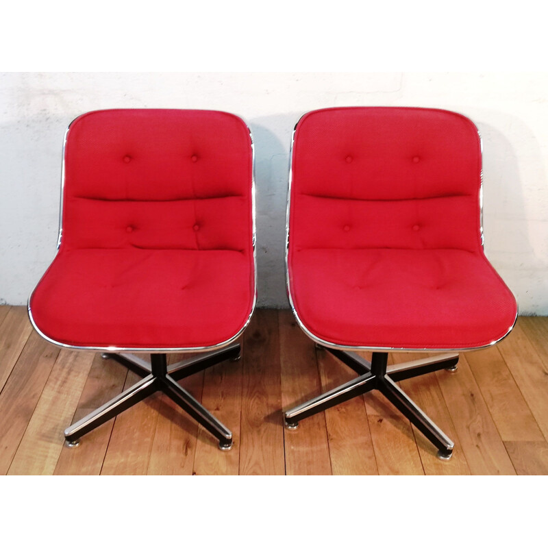 Vintage rode fauteuil van Charles Pollock voor Knoll, 1970