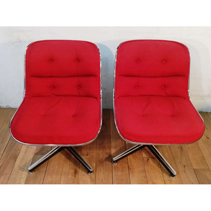 Roter Vintage-Sessel von Charles Pollock für Knoll, 1970