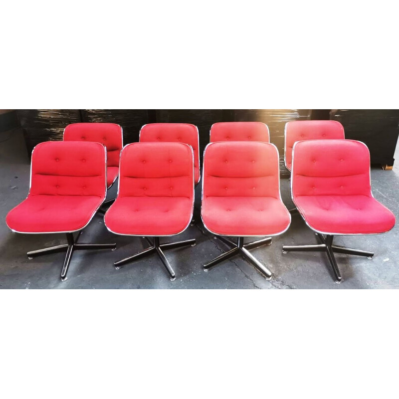 Vintage red armchair by Charles Pollock for Knoll, 1970