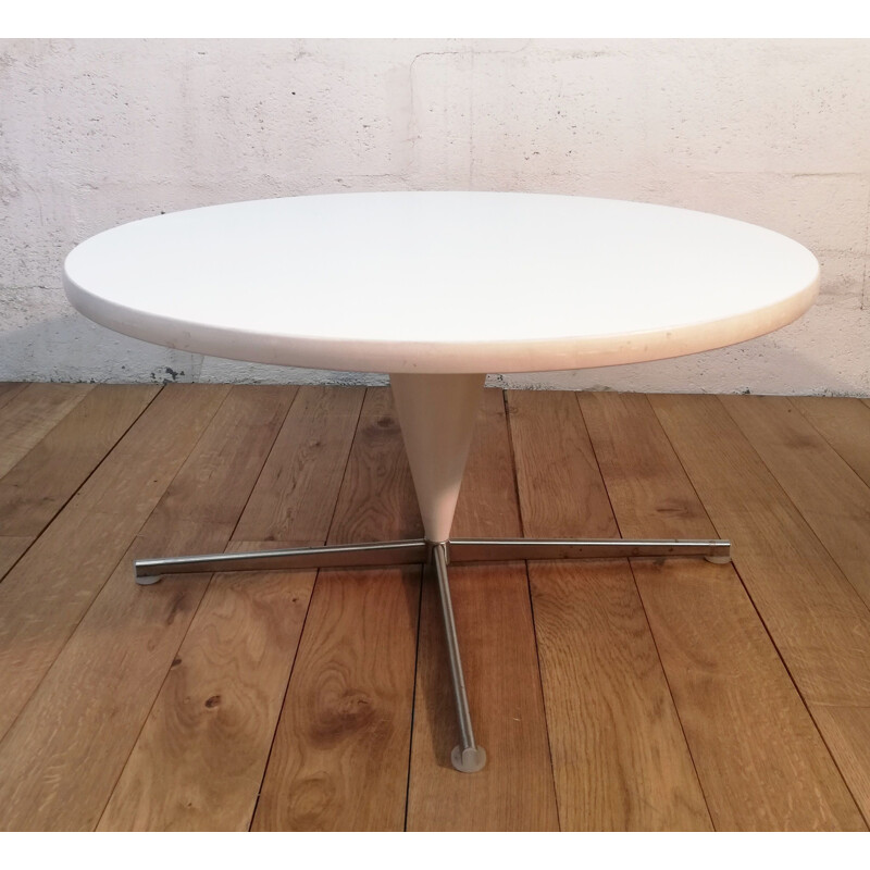 Vintage white cone coffee table by Verner Panton