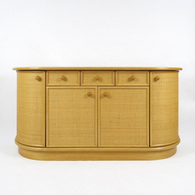 Vintage sideboard in wood and rattan by Rohé Noordwolde, The Netherlands 1960