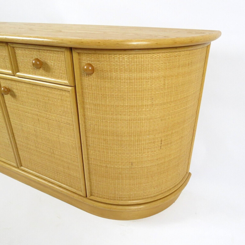 Vintage sideboard in wood and rattan by Rohé Noordwolde, The Netherlands 1960