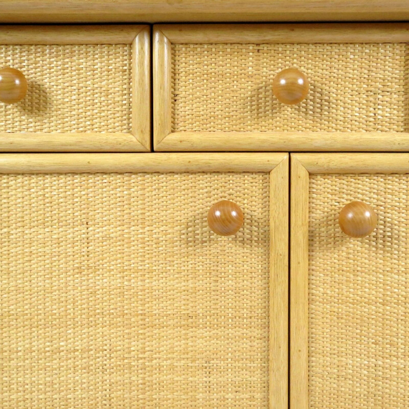 Vintage Sideboard aus Holz und Rattan von Rohé Noordwolde, Niederlande 1960