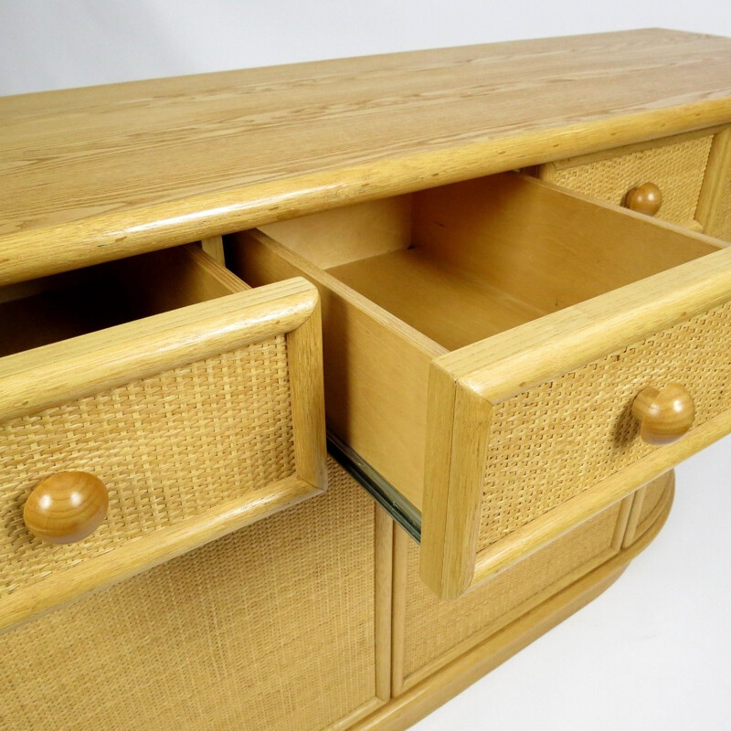 Credenza vintage in legno e rattan di Rohé Noordwolde, Paesi Bassi 1960