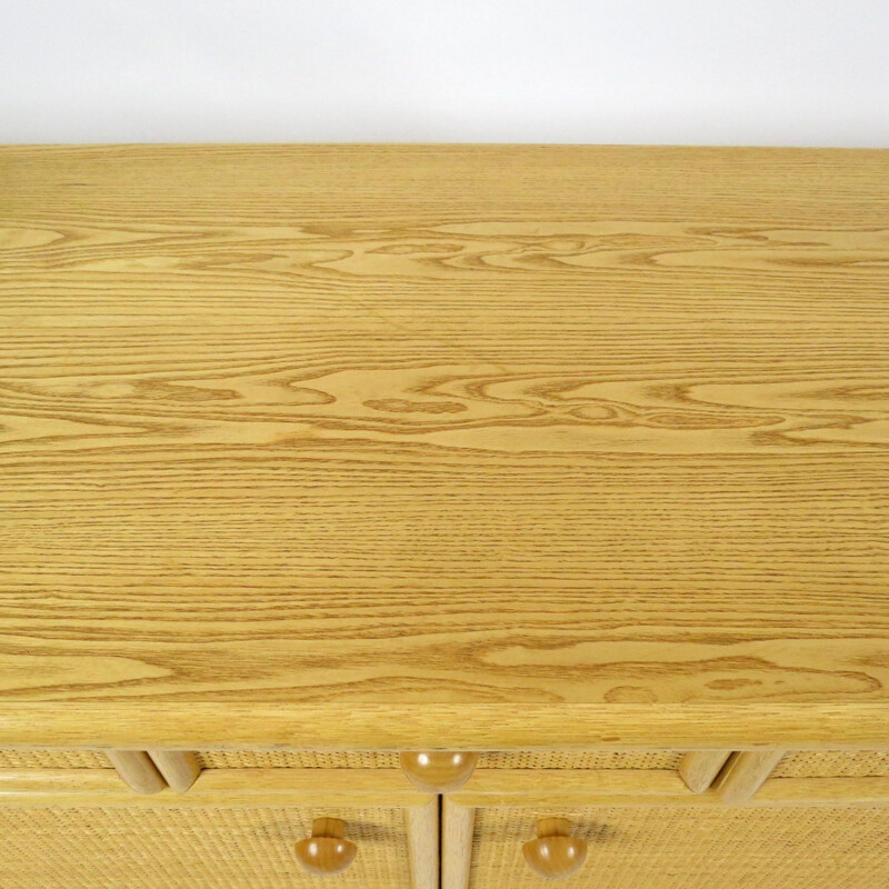 Vintage sideboard in wood and rattan by Rohé Noordwolde, The Netherlands 1960