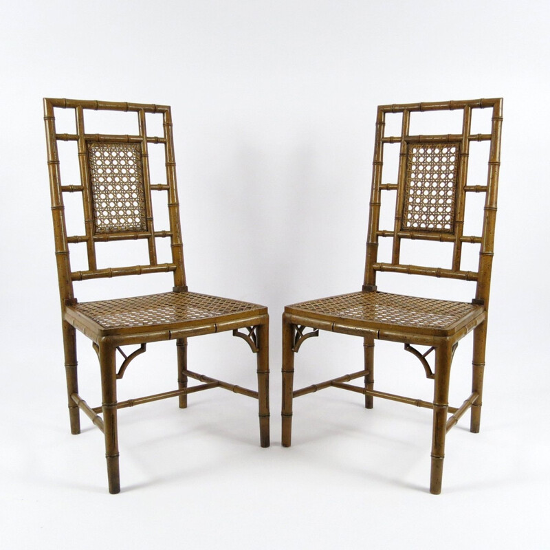Pair of vintage faux bamboo dining chairs, 1970s