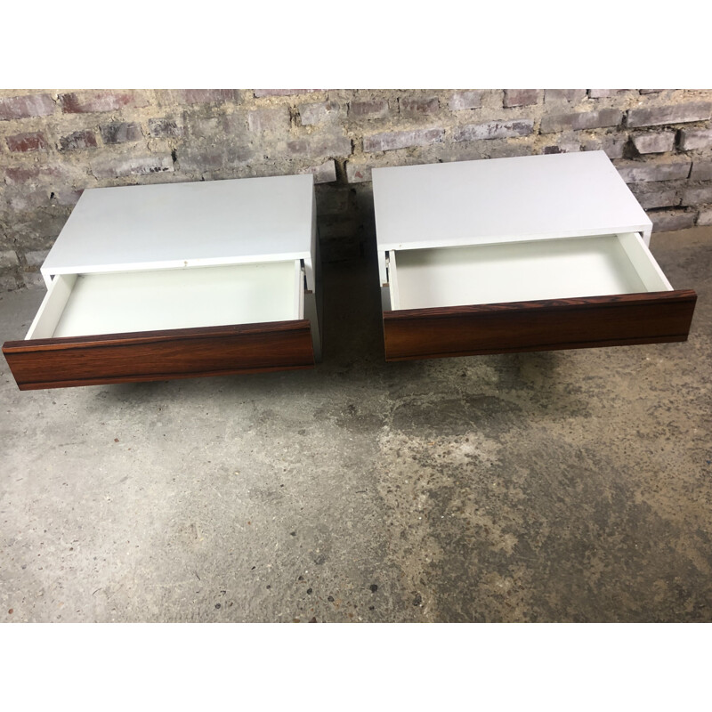 Pair of vintage night stands in melamine and rosewood by Interlübke, 1970