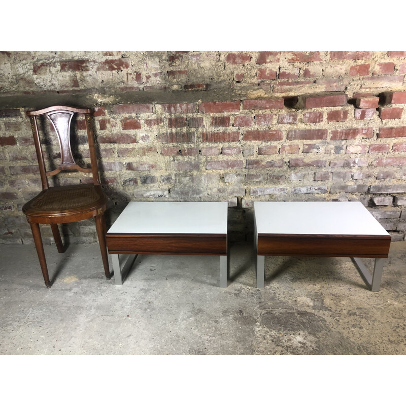 Pair of vintage night stands in melamine and rosewood by Interlübke, 1970