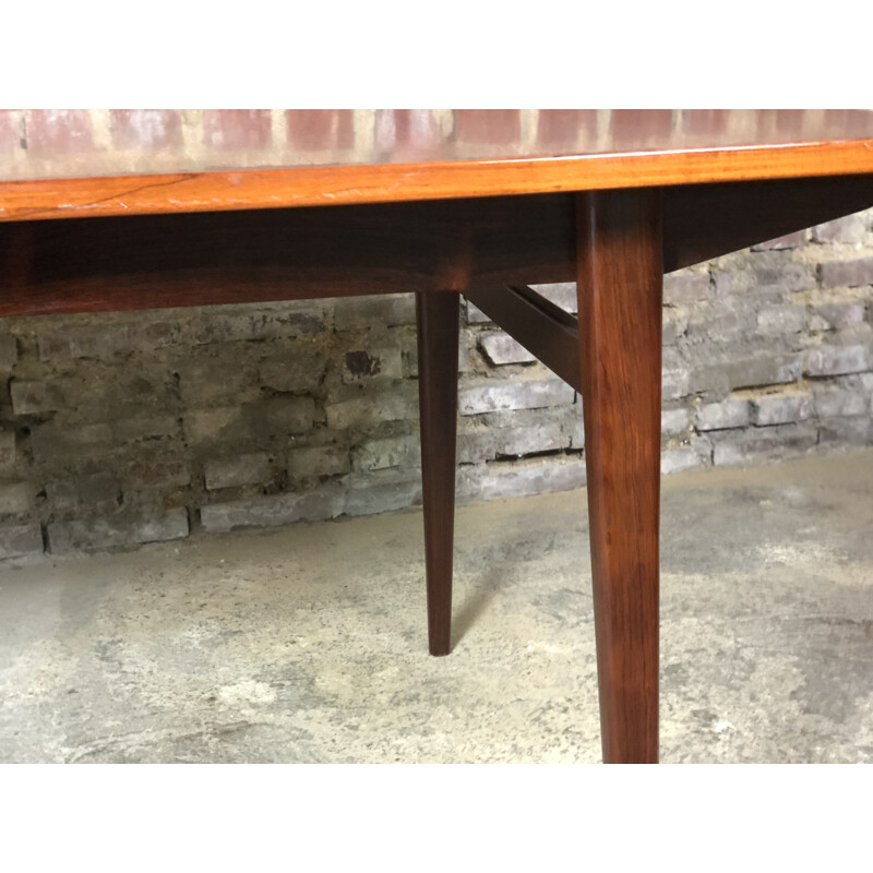 Scandinavian vintage table with extensions in Rio rosewood, 1960