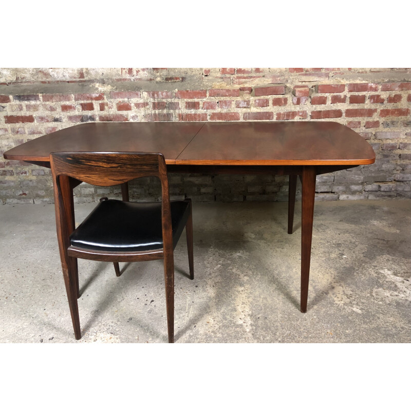 Scandinavian vintage table with extensions in Rio rosewood, 1960