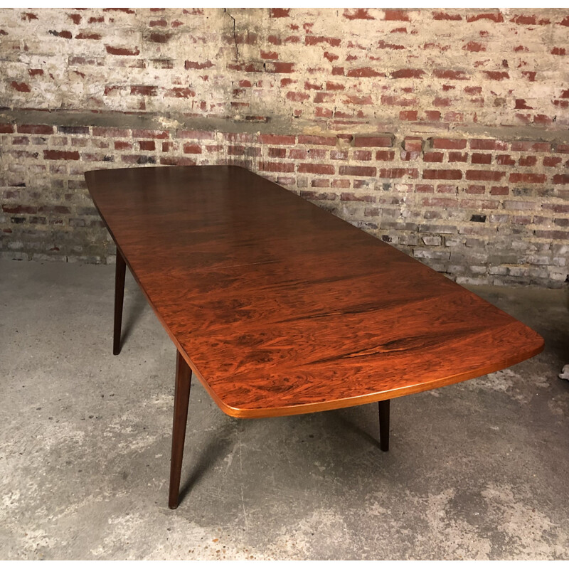 Scandinavian vintage table with extensions in Rio rosewood, 1960