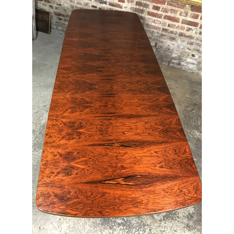 Scandinavian vintage table with extensions in Rio rosewood, 1960