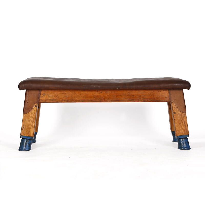 Banc de gymnastique vintage en cuir, 1930