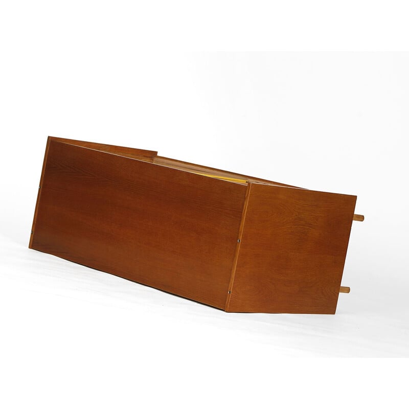 Mid century sideboard with yellow and pink sliding doors by Jiri Jiroutek for Interier Praha, Czechoslovakia 1960s