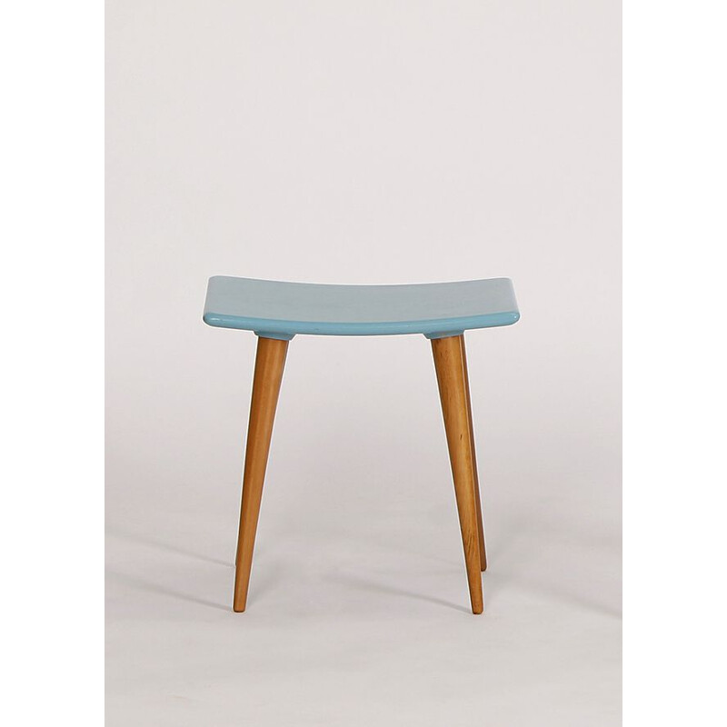 Mid century wood stool, Czechoslovakia 1960s