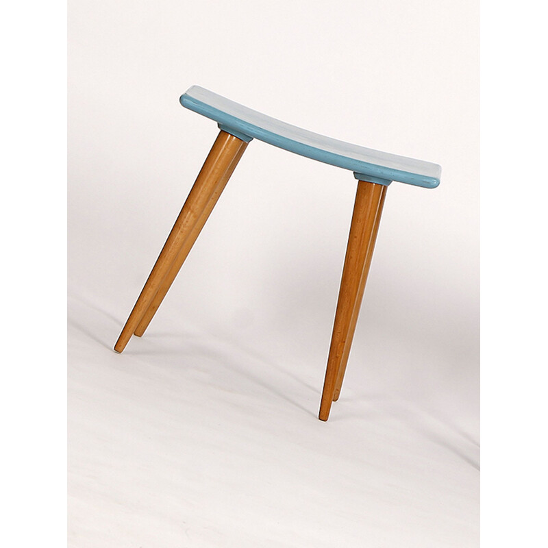 Mid century wood stool, Czechoslovakia 1960s