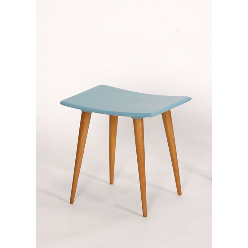 Mid century wood stool, Czechoslovakia 1960s