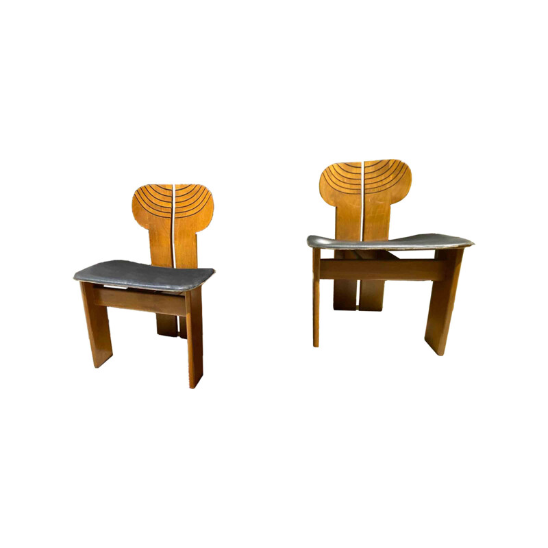 Conjunto de 4 cadeiras africanas vintage de Afra e Tobia Scarpa para Maxalto, 1976