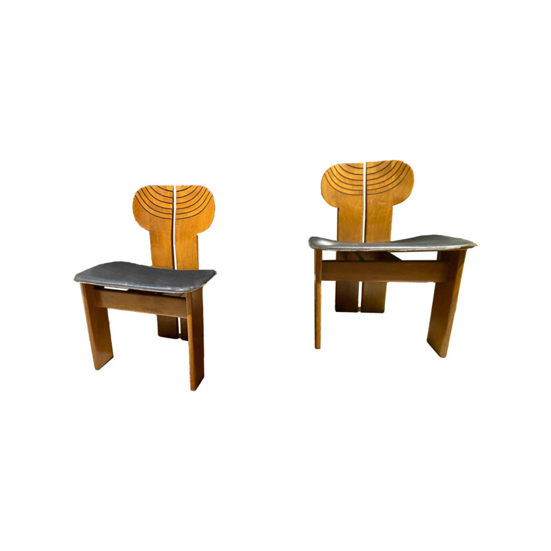 Set of 4 vintage Africa dining chairs by Afra and Tobia Scarpa for Maxalto, 1976