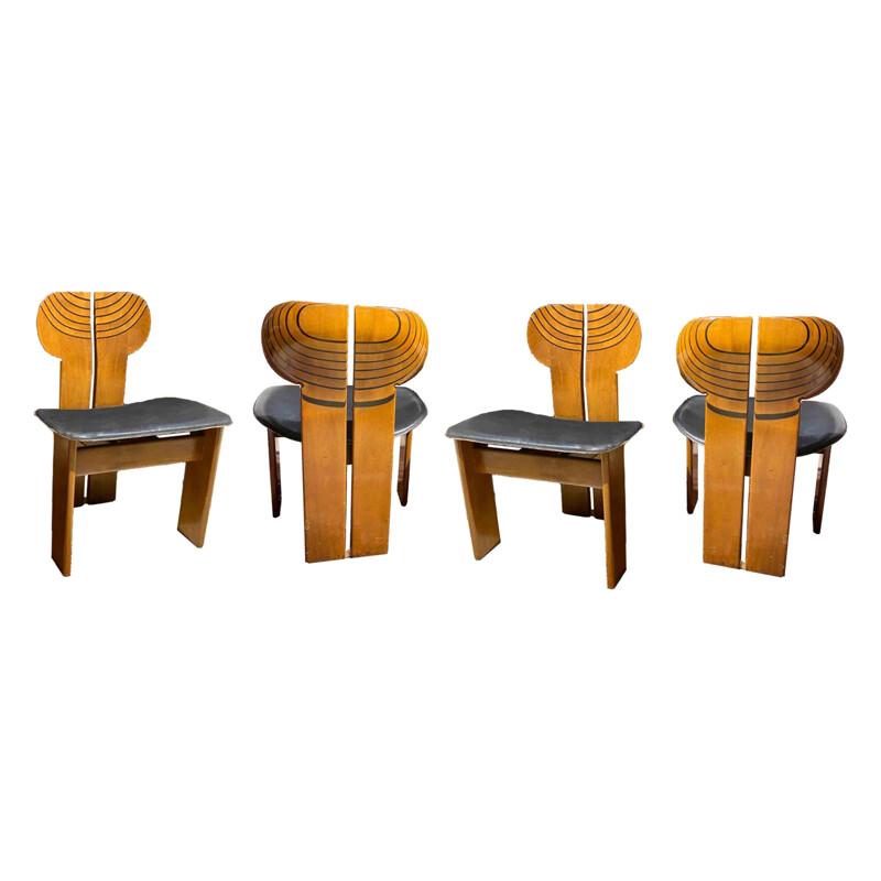 Ensemble de 4 chaises Africa vintage par Afra et Tobia Scarpa pour Maxalto, 1976