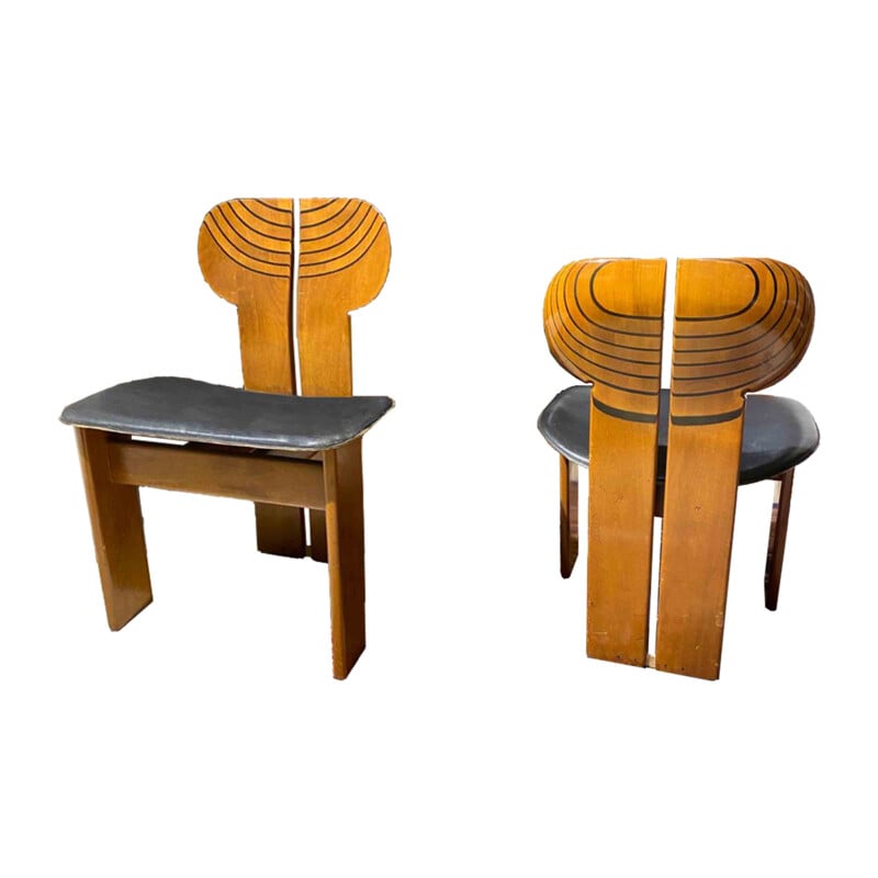 Set of 4 vintage Africa dining chairs by Afra and Tobia Scarpa for Maxalto, 1976