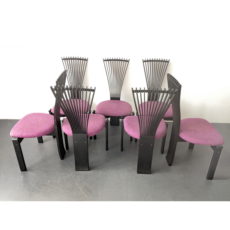 Set of 6 vintage scandinavian Totem high-back dining chairs by Torstein Nilsen for Westnofa, 1980s