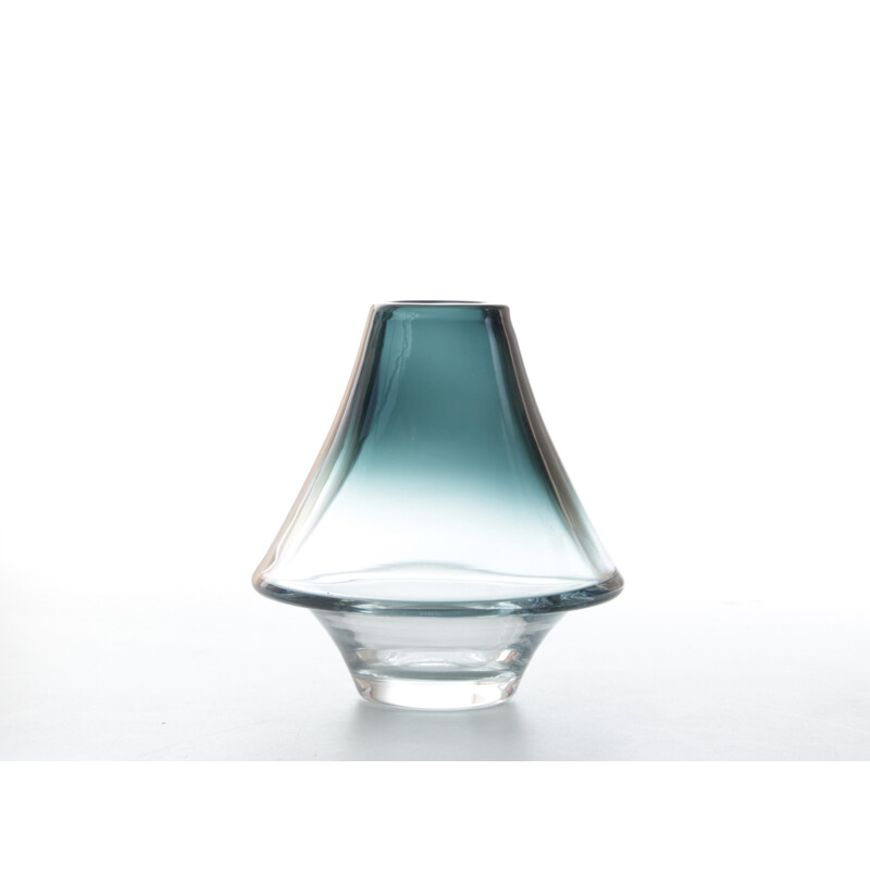 Scandinavian vintage vase in blue-grey glass by Bengt Orup for Johansfors