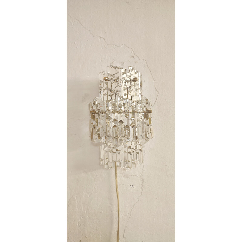 Vintage "kinkeldey" wall lamp with seven crystals