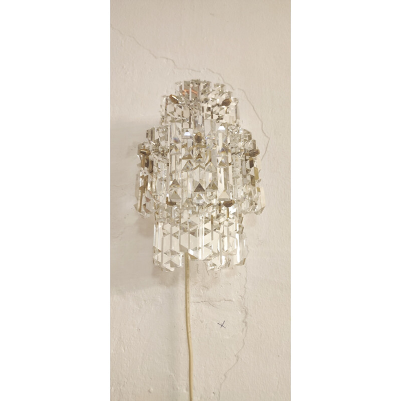 Vintage "kinkeldey" wall lamp with seven crystals