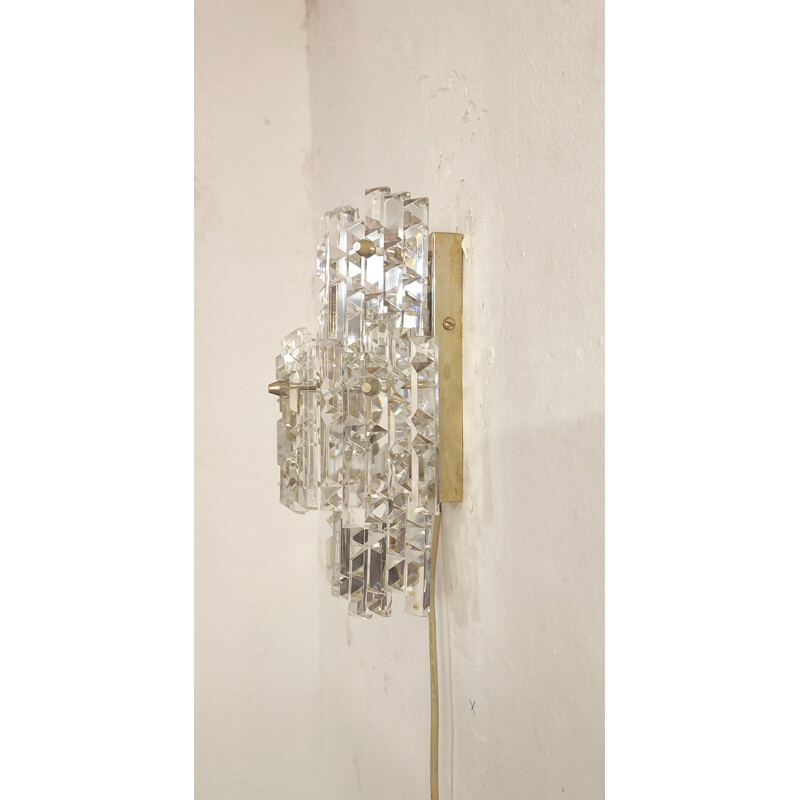 Vintage "kinkeldey" wall lamp with seven crystals