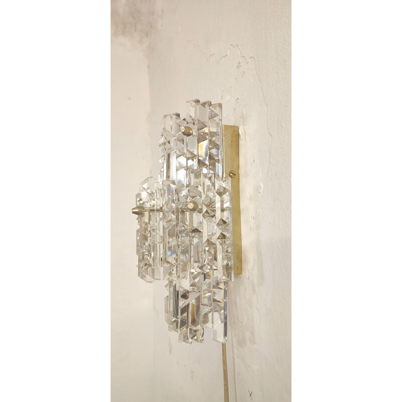 Vintage "kinkeldey" wall lamp with seven crystals