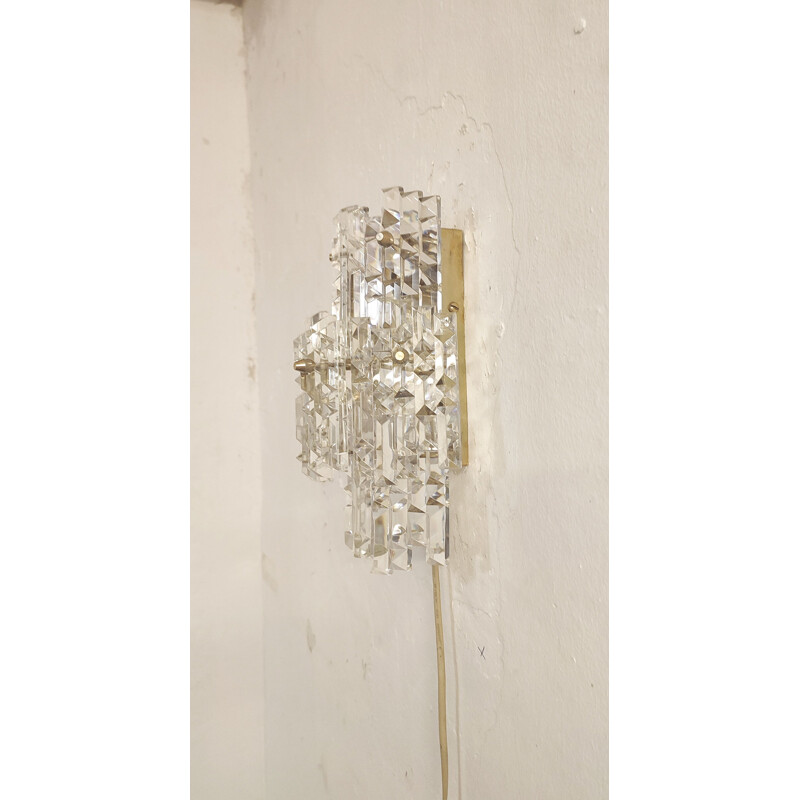 Vintage "kinkeldey" wall lamp with seven crystals