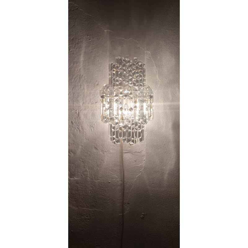 Vintage "kinkeldey" wall lamp with seven crystals