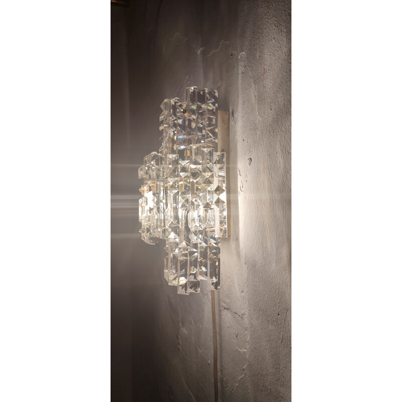 Vintage "kinkeldey" wall lamp with seven crystals