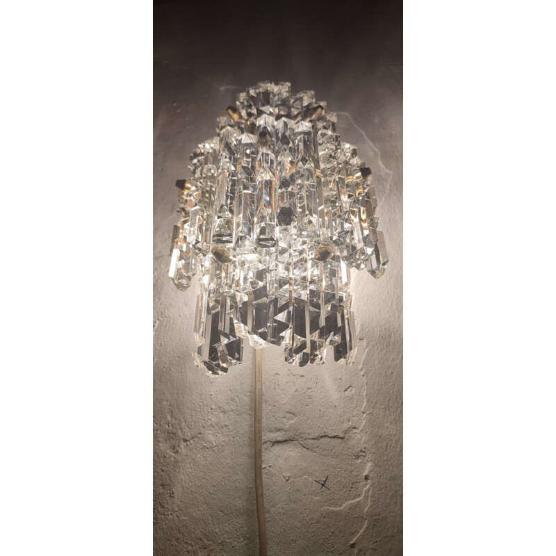 Vintage "kinkeldey" wall lamp with seven crystals