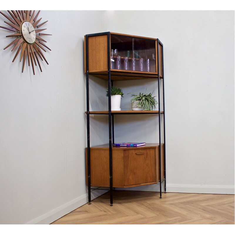 Vintage teak 3-piece shelving corner unit by Avalon, UK 1960s