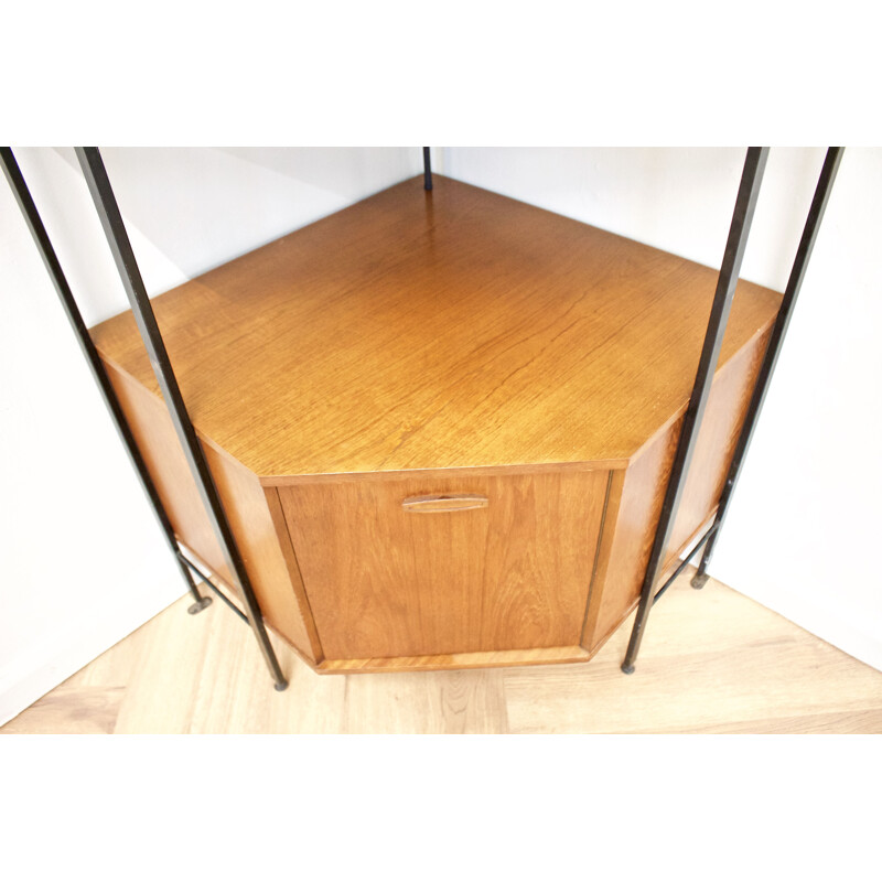 Vintage teak 3-piece shelving corner unit by Avalon, UK 1960s