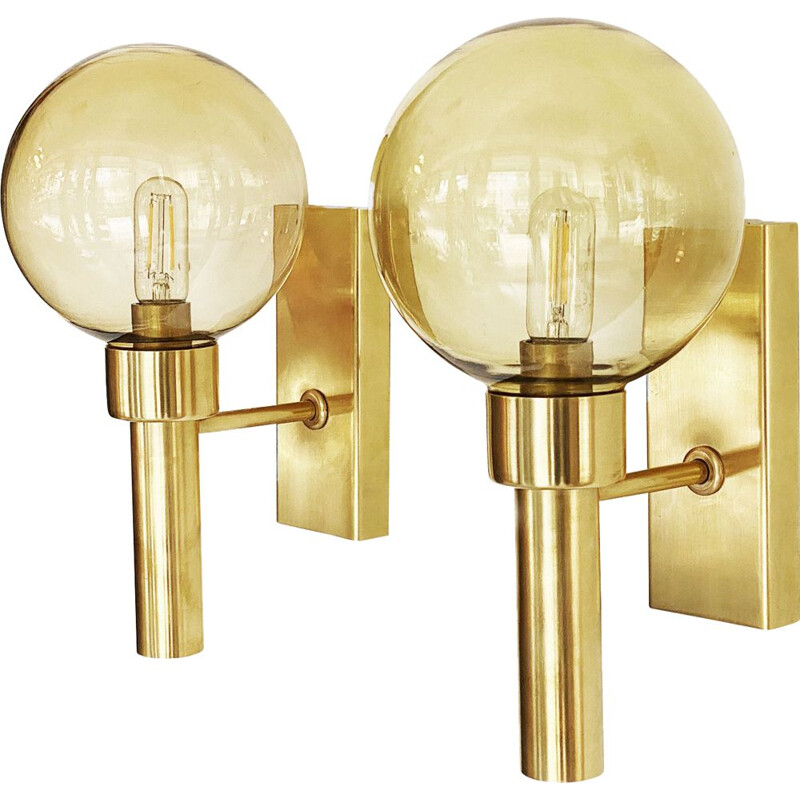 Pair of vintage wall lamps "Bodegalampet" by Vitrika, Denmark 1970s