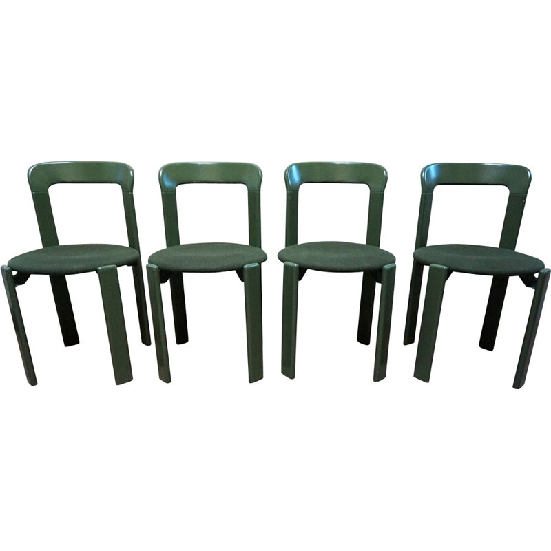 Set of 4 vintage model 33 stacking chairs by Bruno Rey, 1970s