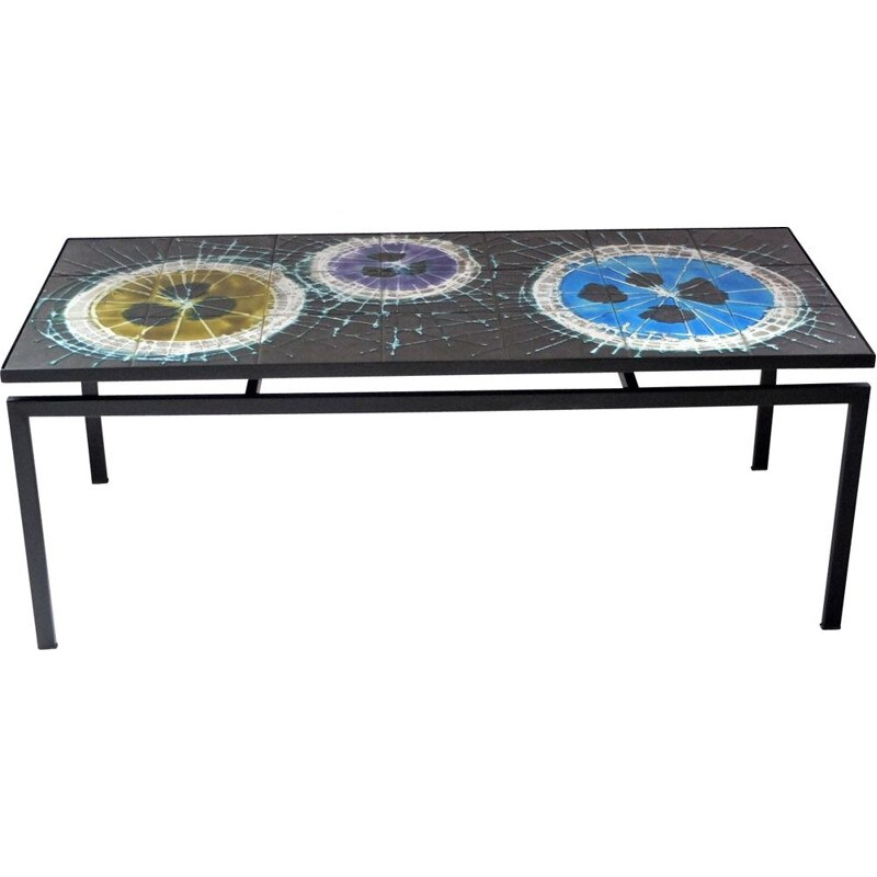 Vintage coffee table with ceramic top by J. Belarti, 1960