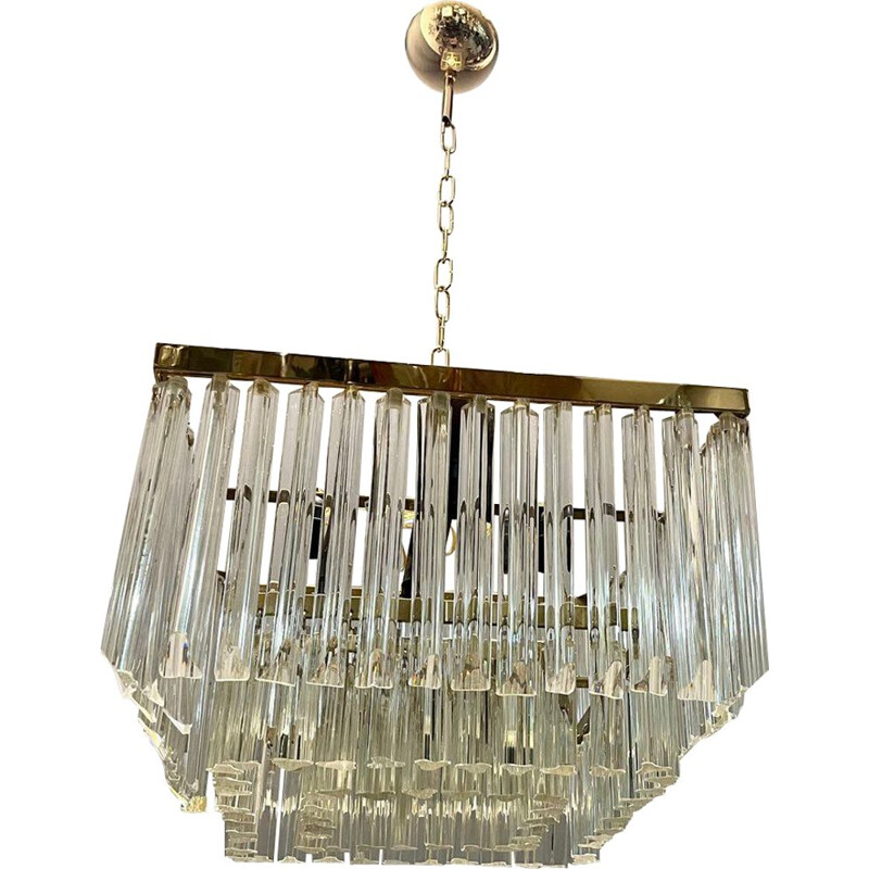 Vintage murano glass chandelier with prism, Italy