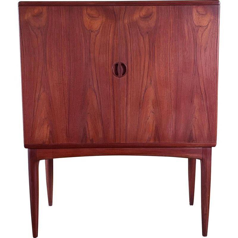 Scandinavian vintage teak and black opaline bar highboard by Johannes Andersen for Samcom, 1960