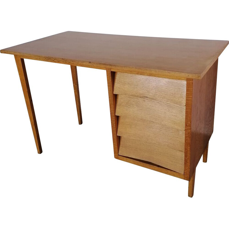 Bureau vintage en bois clair, 1960