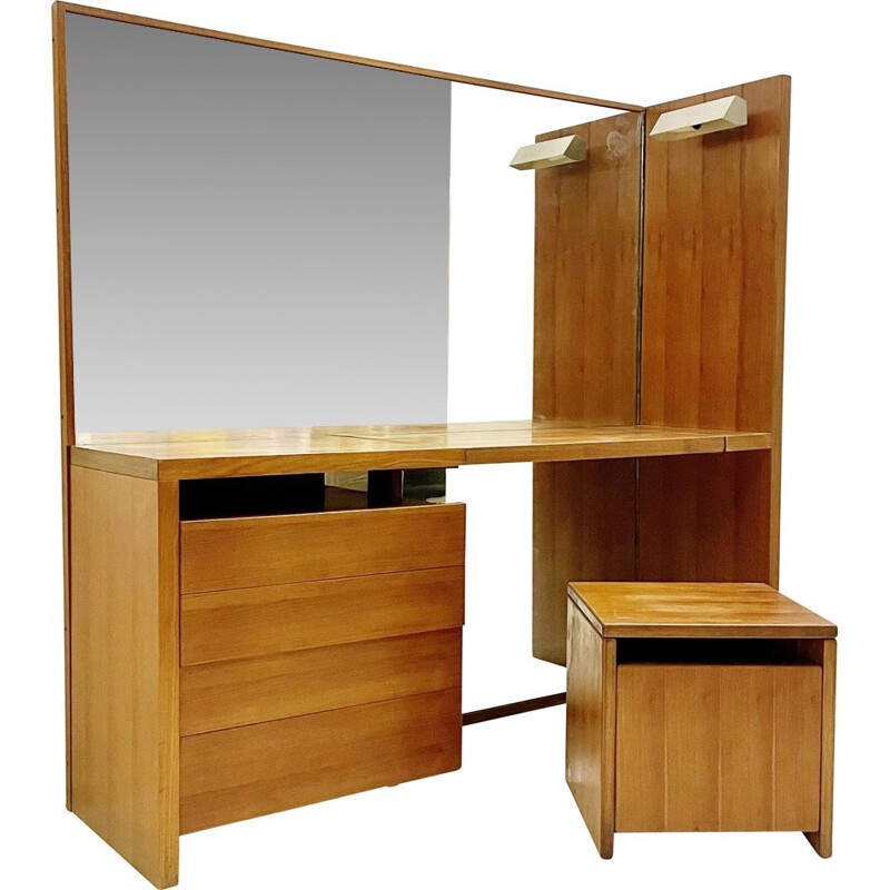 Mid-century wooden dressing table, Italy 1950s