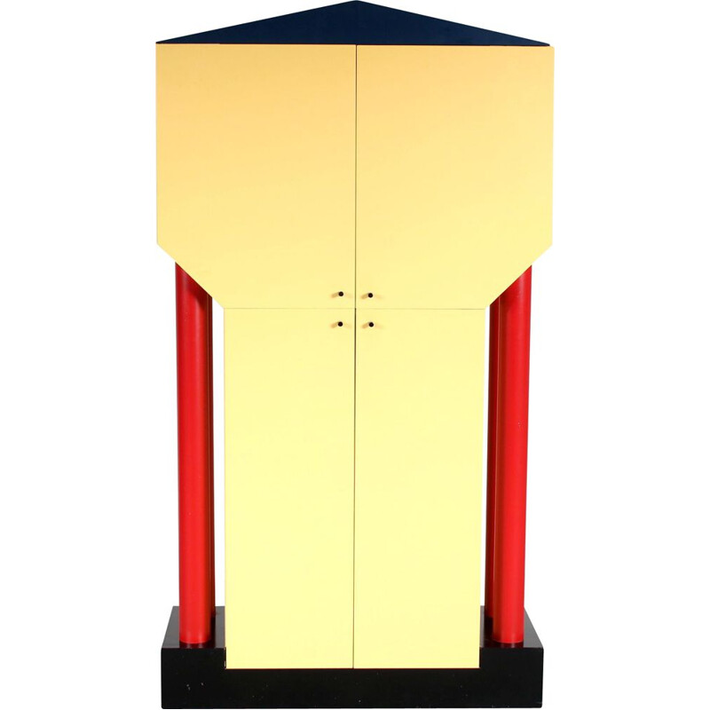 Vintage "Moment" yellow and red cabinet by Wim Wilson, Netherlands 1980